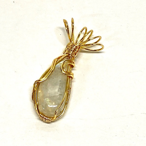 HANDMADE Moonstone Hand Wrapped Freeform Statement Pendant, Artisan Gift for Her - Picture 7 of 10